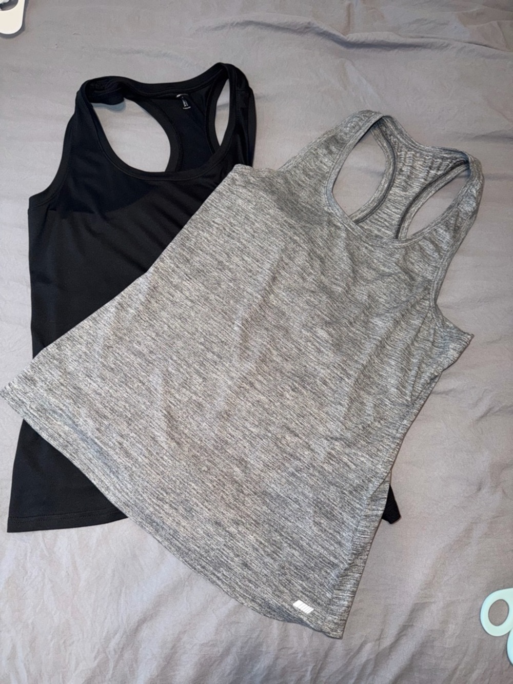 2 Women's Racerback Tank Top - Gray and Black sz M